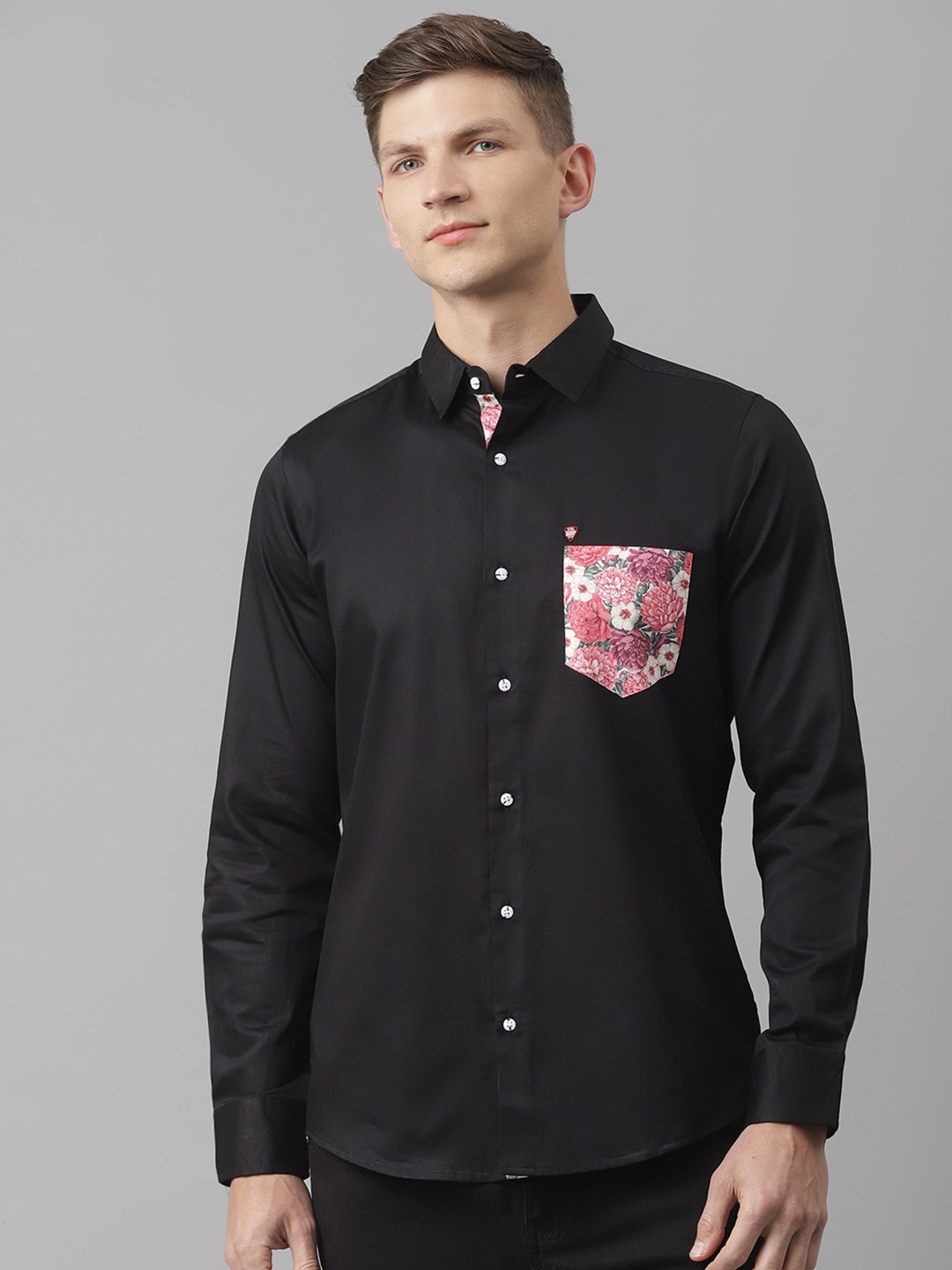 

Thomas Scott Men Black Slim Fit Cotton Casual Shirt
