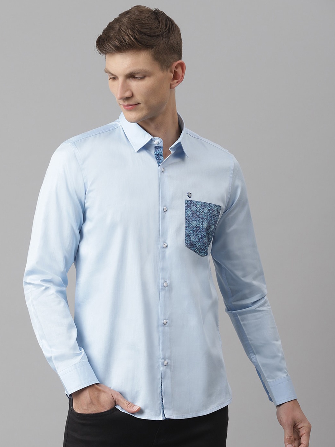 

Thomas Scott Men Blue Slim Fit Cotton Casual Shirt