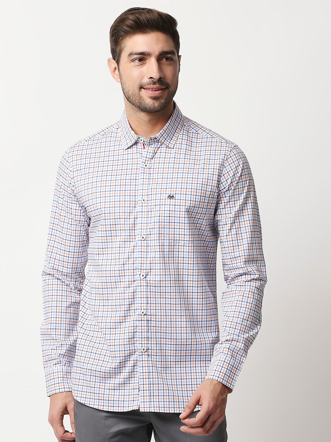 

Thomas Scott Men White Checked Casual Sustainable Shirt