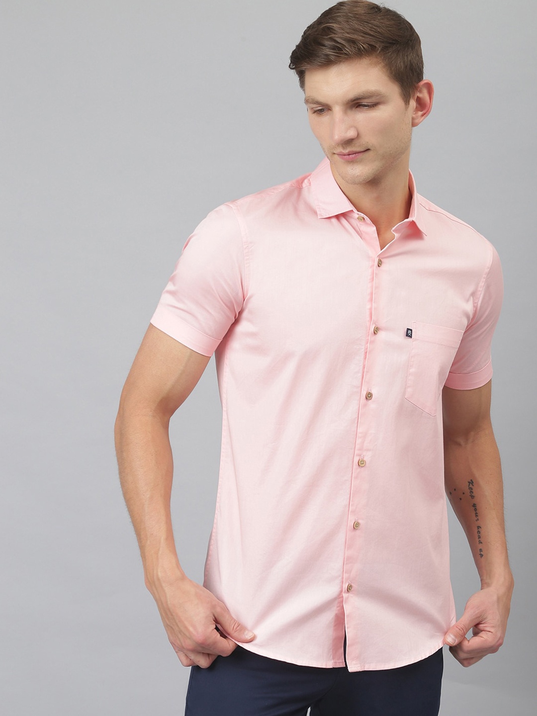 

Thomas Scott Men Pink Slim Fit Cotton Casual Sustainable Shirt