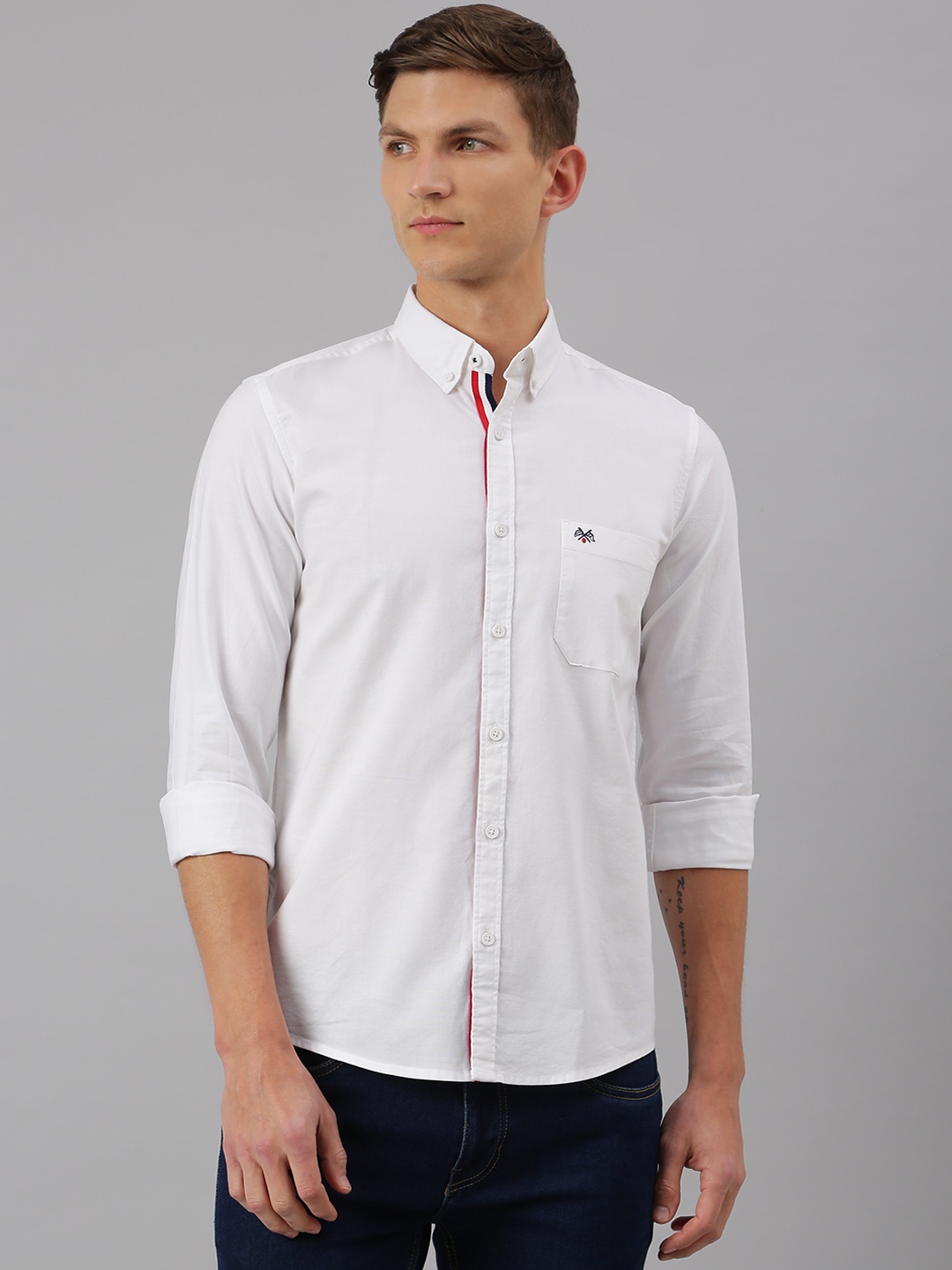 

Thomas Scott Men White Slim Fit Pure Cotton Casual Shirt