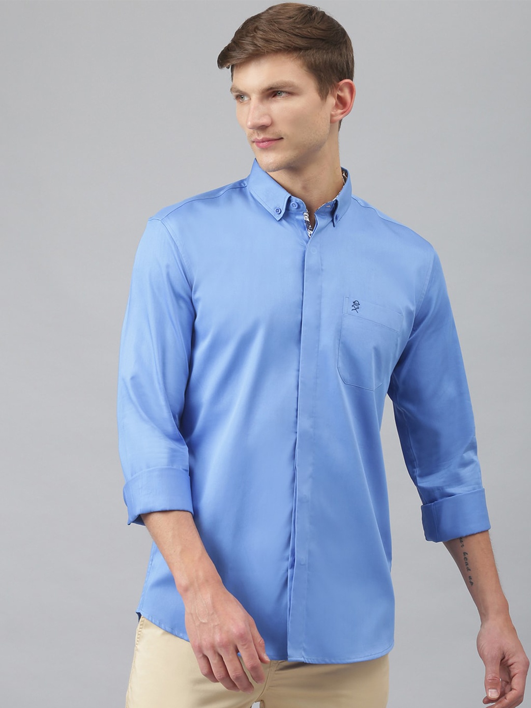 

Thomas Scott Men Blue Relaxed Pure Cotton Casual Sustainable Shirt