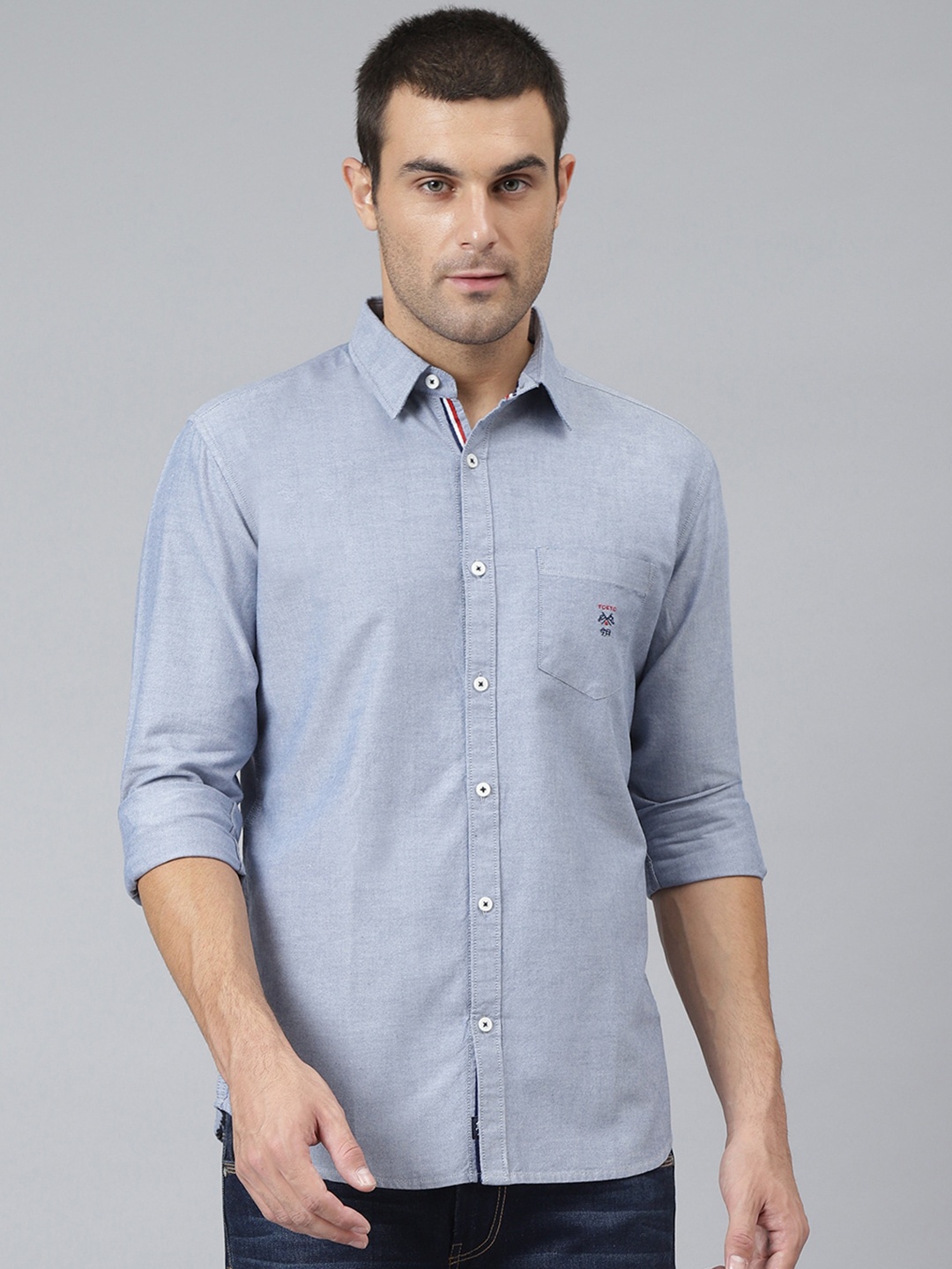 

Thomas Scott Men Blue Relaxed Cotton Casual Sustainable Shirt