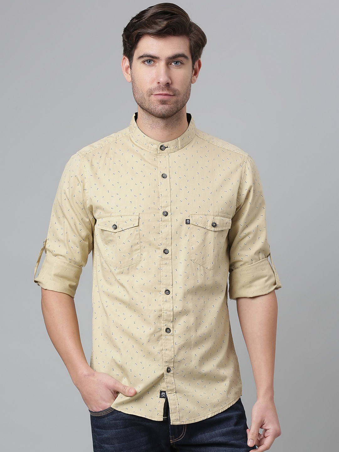 

Thomas Scott Men Beige Slim Fit Printed Casual Sustainable Shirt