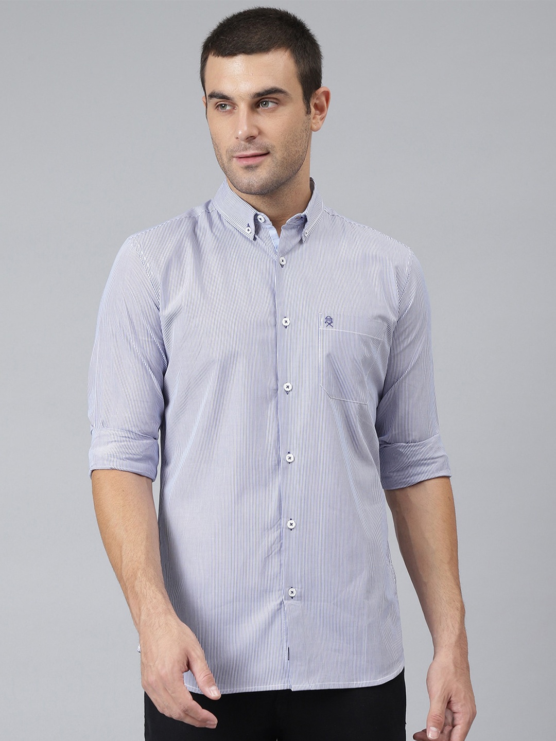 

Thomas Scott Men Blue Relaxed Checked Pure Cotton Casual Sustainable Shirt