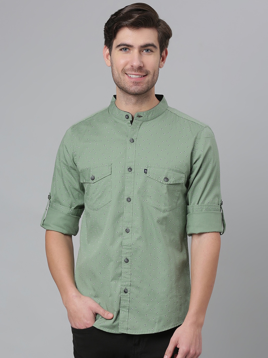 

Thomas Scott Men Green Relaxed Slim Fit Printed Casual Shirt