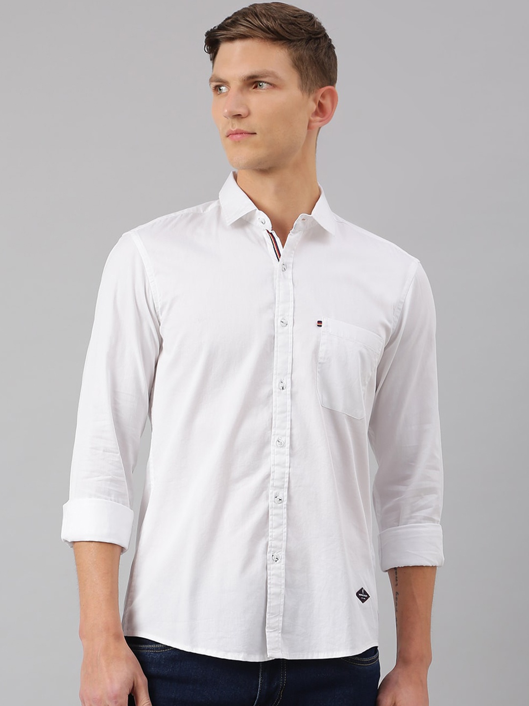 

Thomas Scott Men Slim Fit White Cotton Casual Shirt