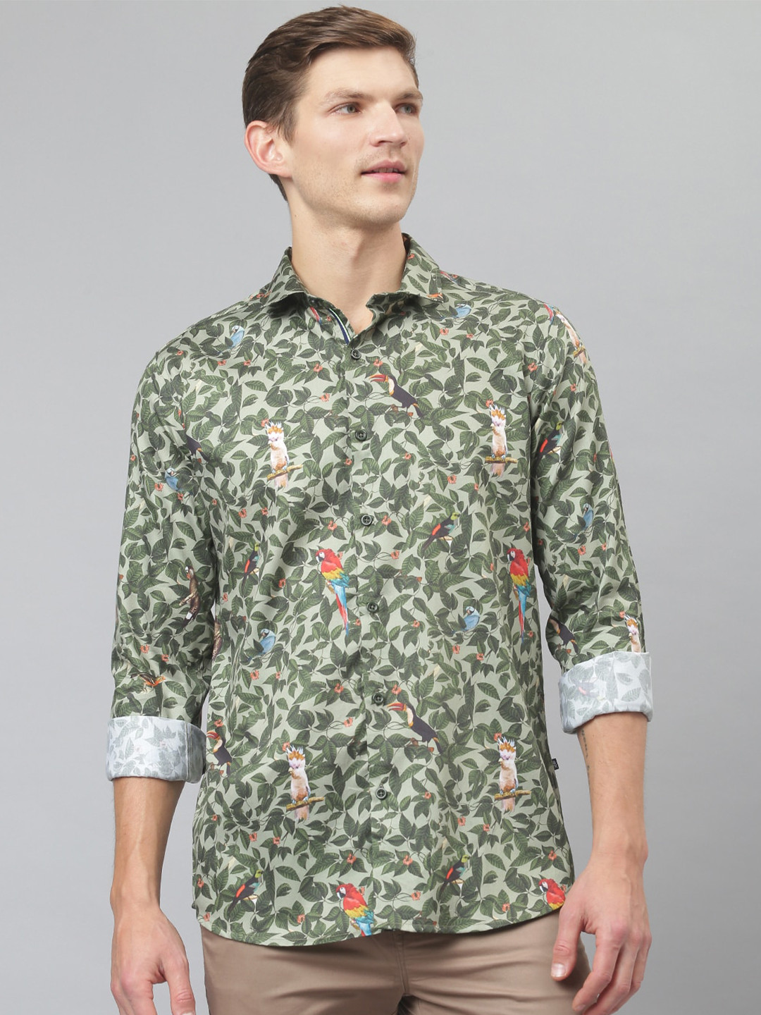 

Thomas Scott Men Green Relaxed Floral Printed Pure Cotton Casual Sustainable Shirt