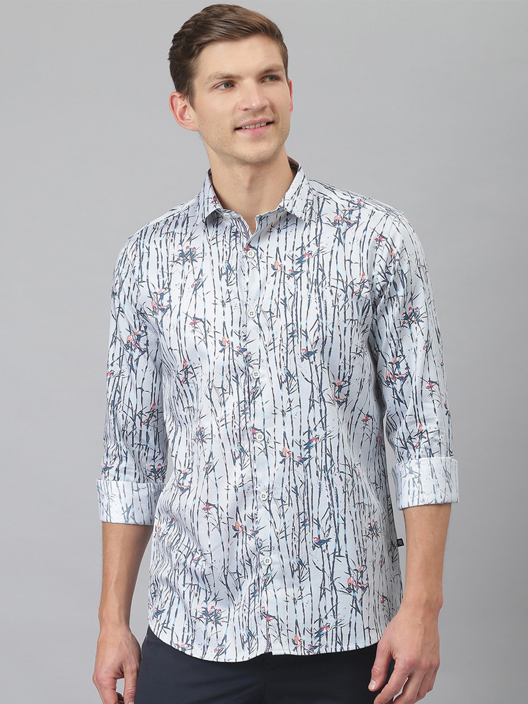 

Thomas Scott Men Grey Relaxed Floral Printed Casual Sustainable Shirt