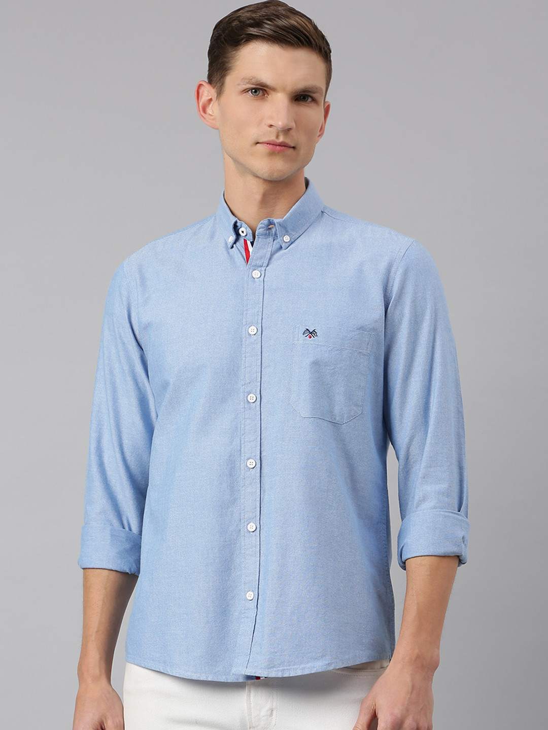 

Thomas Scott Men Blue Slim Fit Pure Cotton Casual Shirt