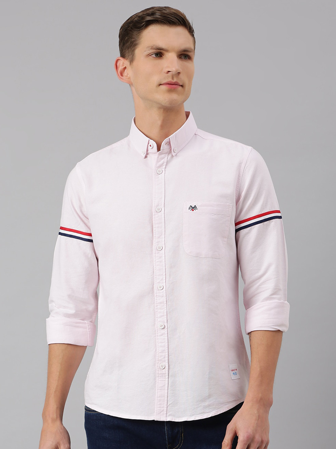 

Thomas Scott Men Pink Slim Fit Cotton Casual Sustainable Shirt
