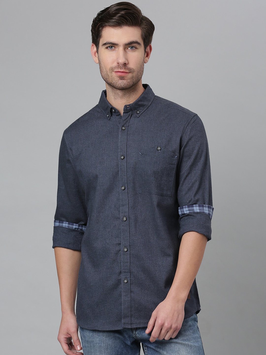 

Thomas Scott Men Blue Relaxed Cotton Casual Sustainable Shirt