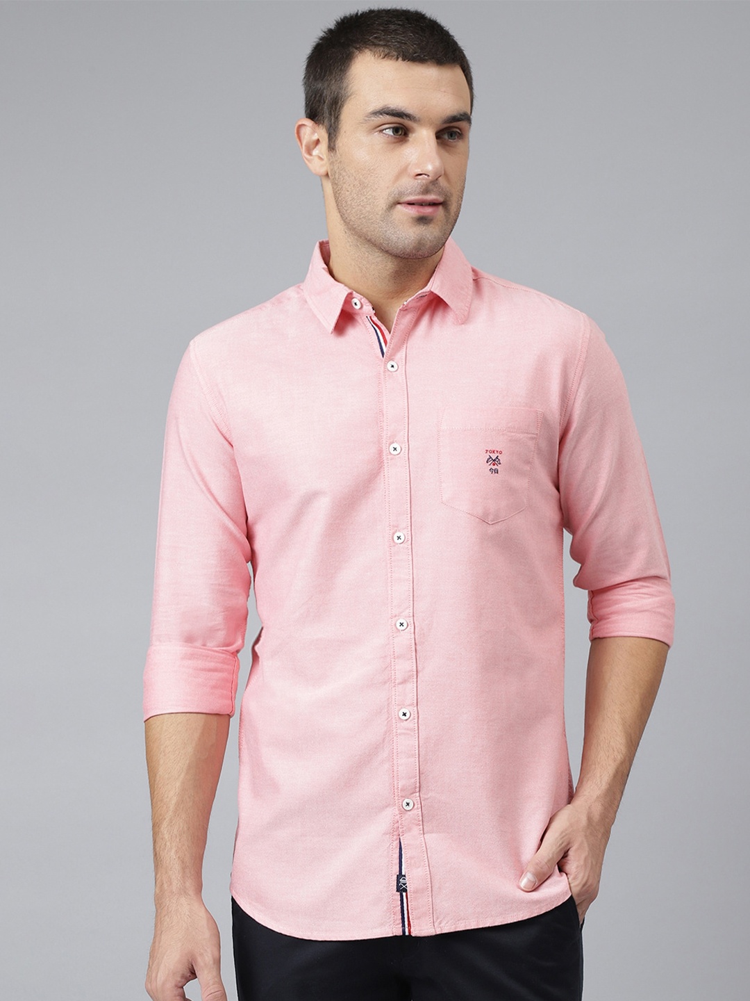 

Thomas Scott Men Pink Relaxed American Oxford Cotton Casual Sustainable Shirt