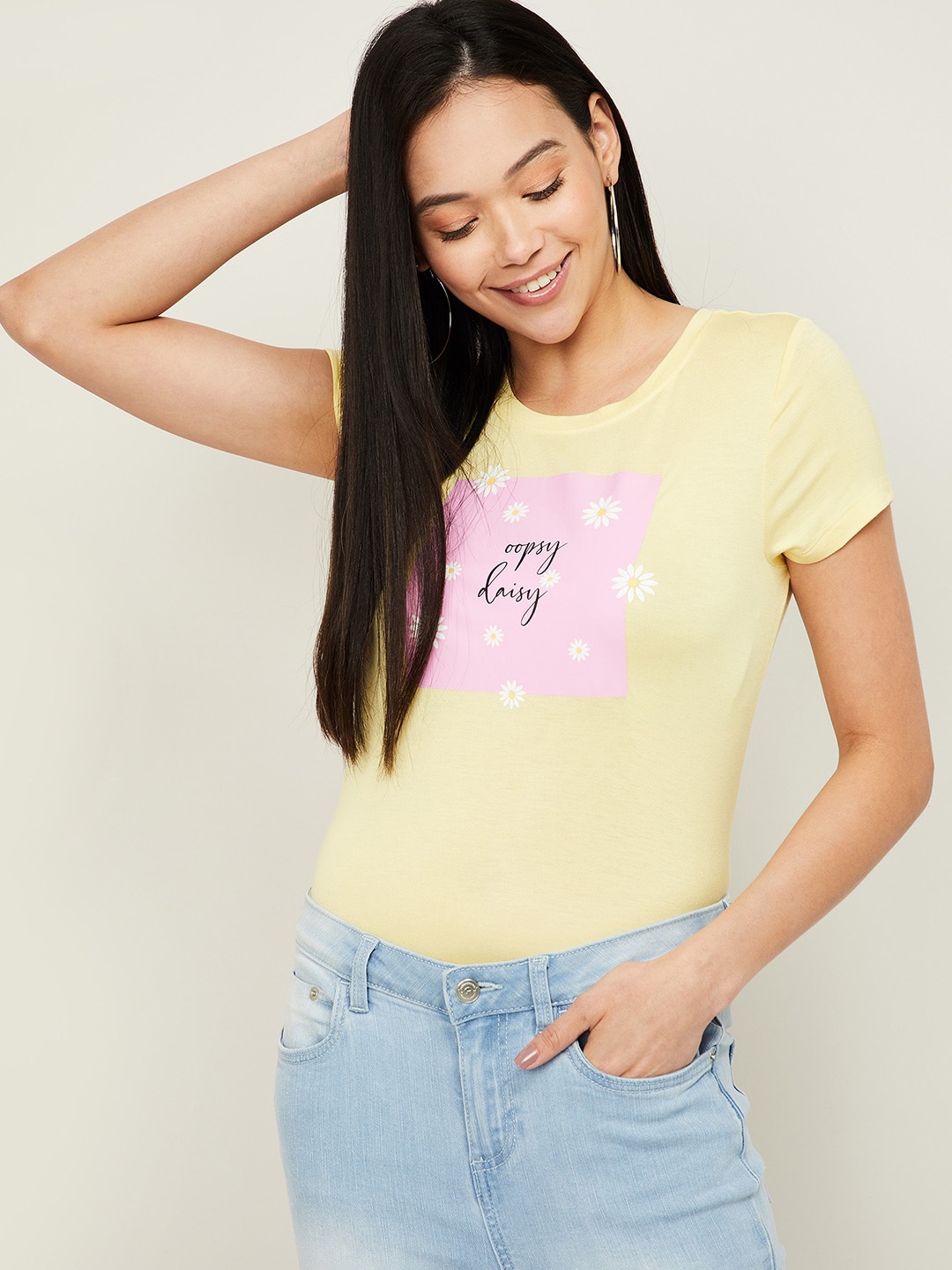 

Fame Forever by Lifestyle Yellow Graphic Printed Top