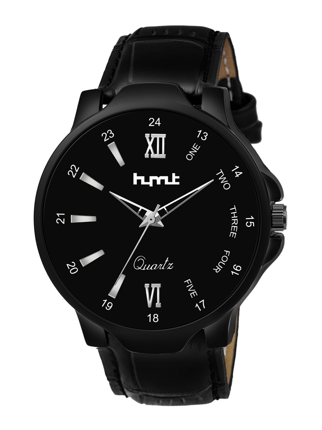 

HYMT Men Black Dial & Black Leather Straps Analogue Watch HMTY-5009