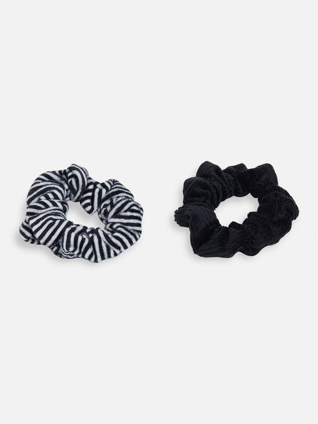 

20Dresses Women Black & White Striped Set of 2 Ponytail Holders