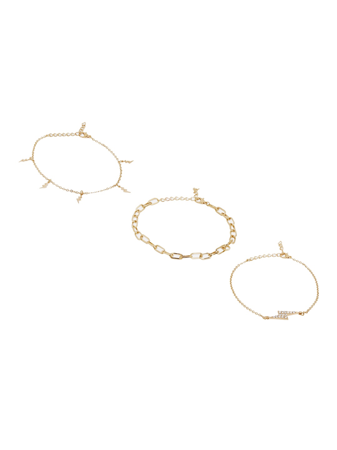

20Dresses Set of 3 Gold-Toned White Creating A Style Storm Anklets