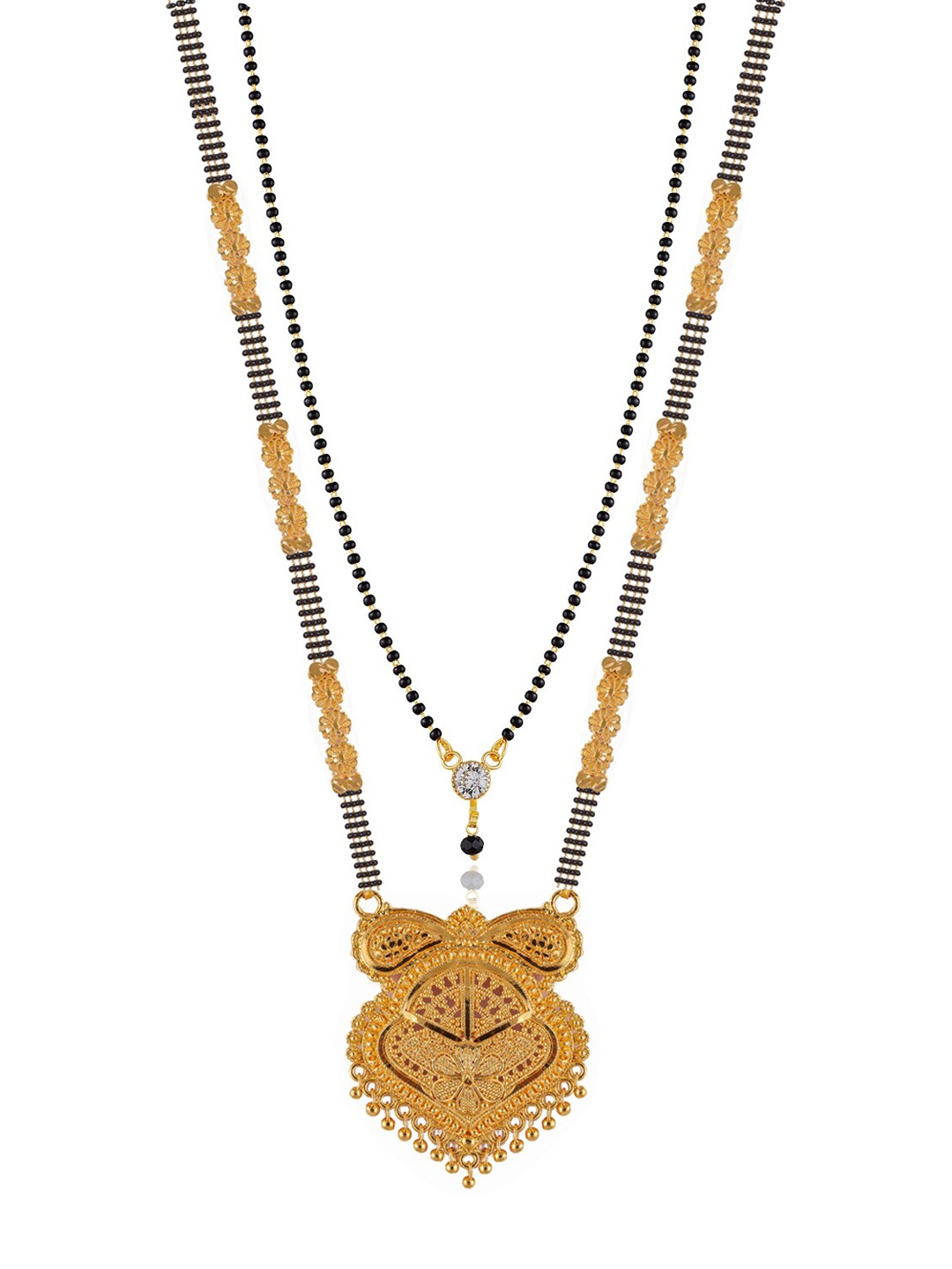 

Brandsoon Set Of 2 Gold-Plated Black Beaded Mangalsutra