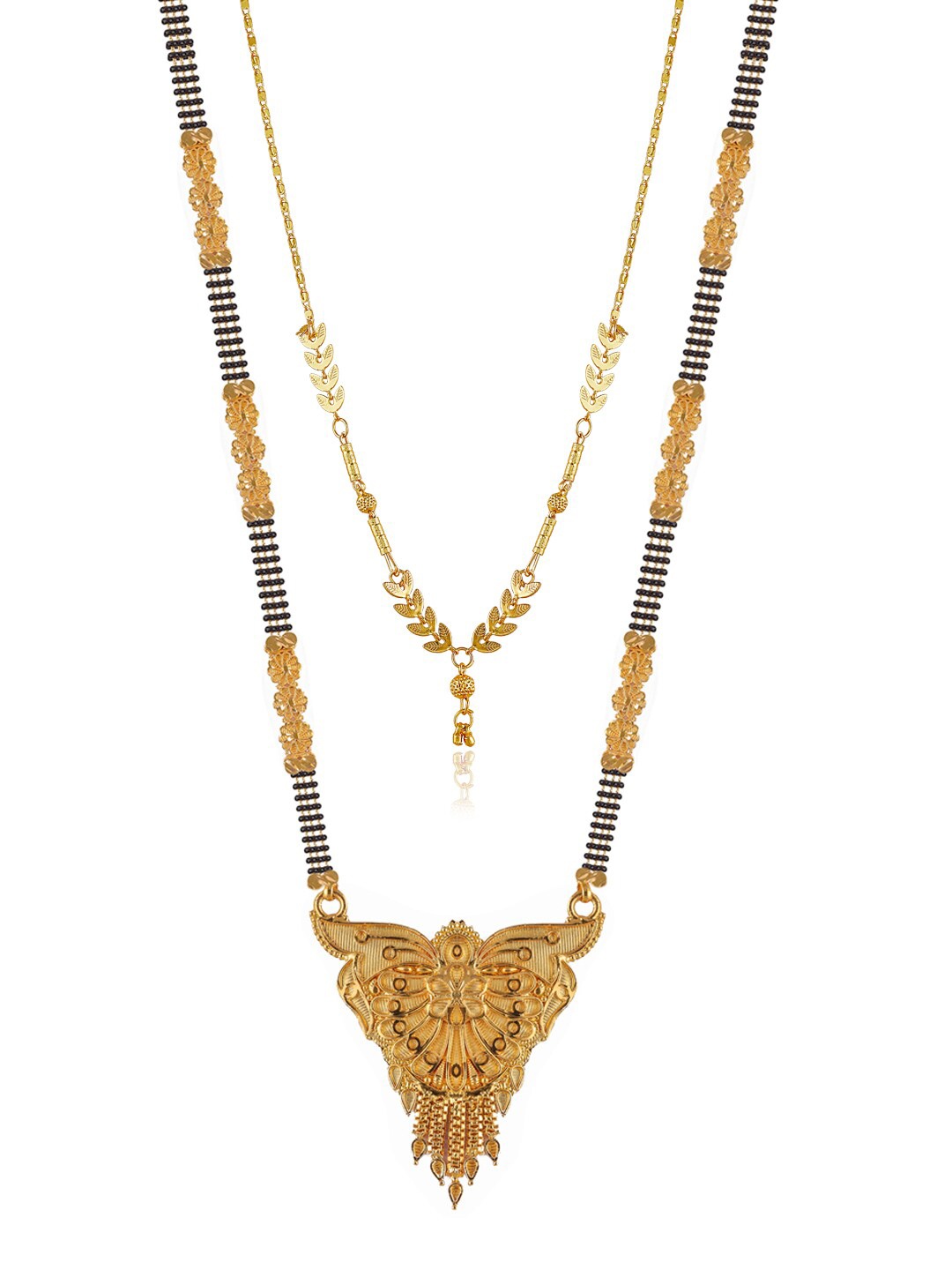 

Brandsoon Set Of 2 Gold-Plated & Black Beaded Mangalsutra