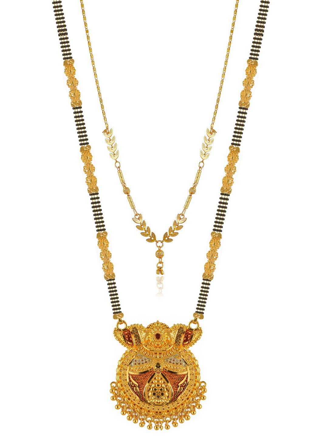 

Brandsoon Set of 2 Gold-Plated Black Beaded Mangalsutra