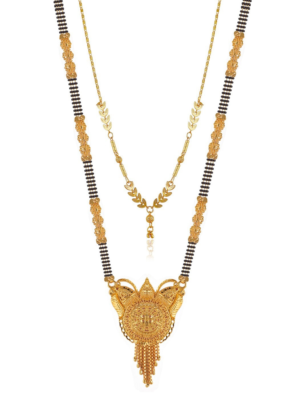 

Brandsoon Set Of 2 Gold-Plated Black Beaded Mangalsutra