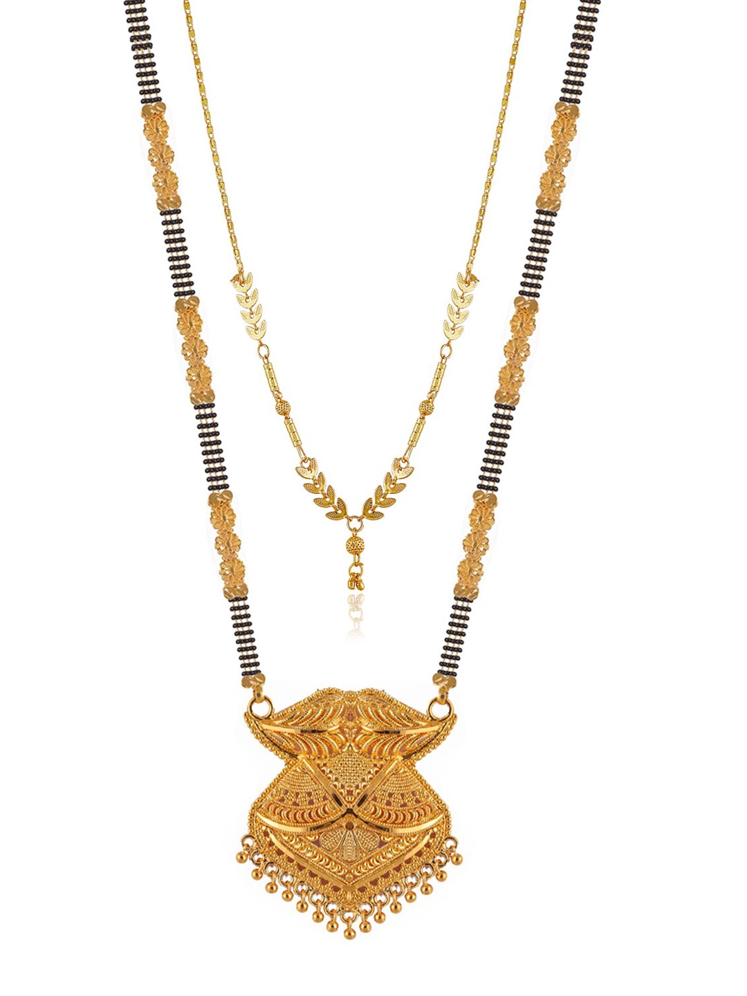 

Brandsoon Set of 2 Gold-Plated Black Beaded Mangalsutra