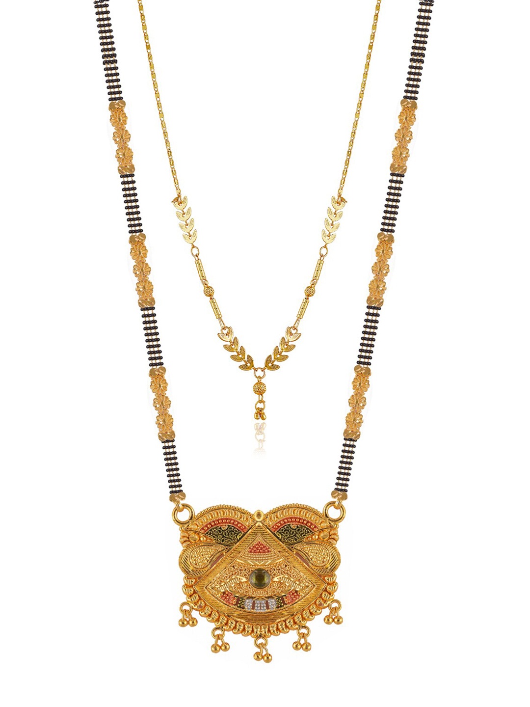 

Brandsoon Set Of 2 Gold-Plated Black Beaded Mangalsutra