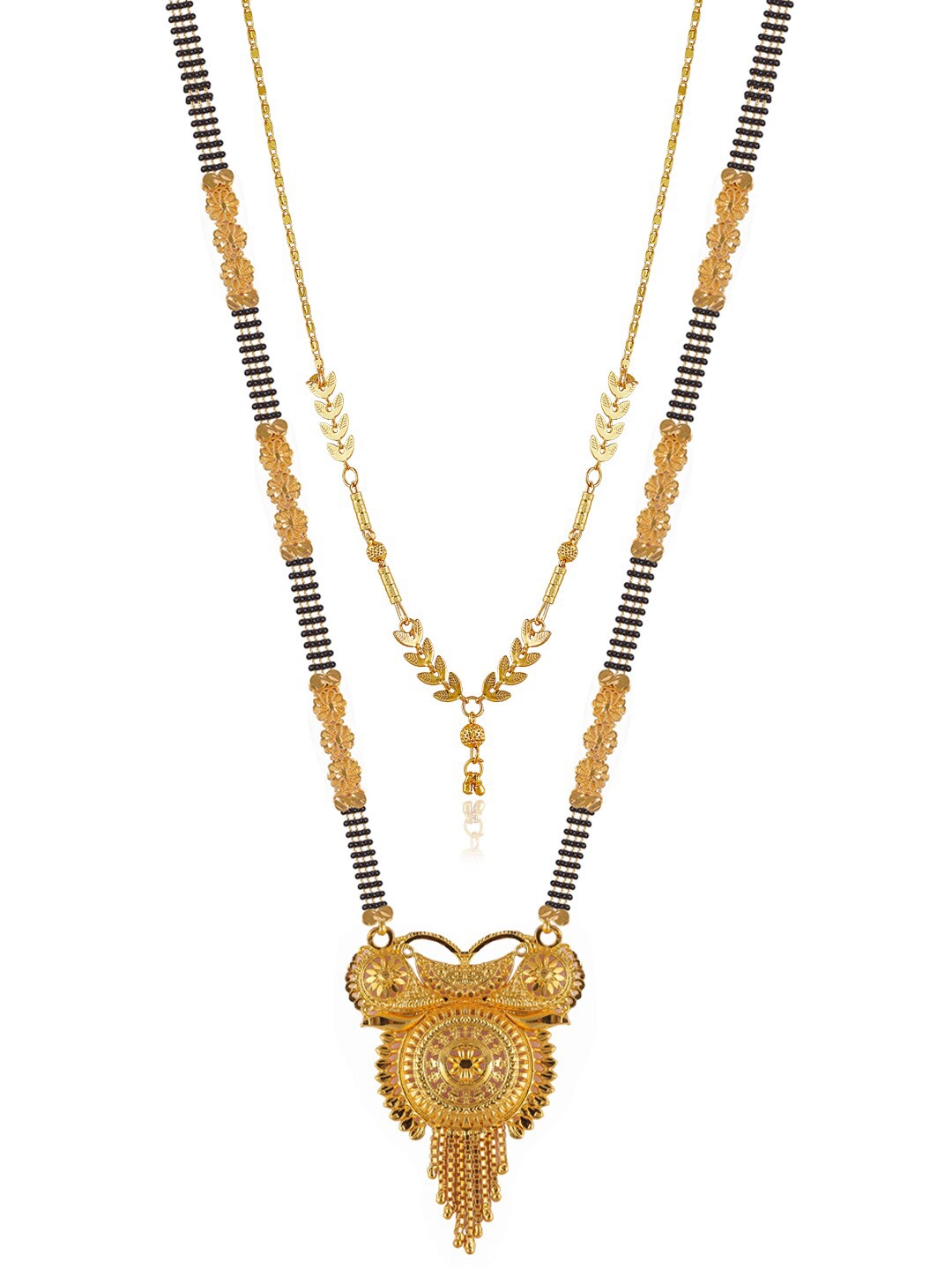 

Brandsoon Set Of 2 Gold-Plated Black Beaded Mangalsutra