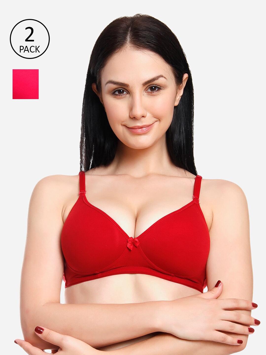 

Innocence Red & Pink Set Of 2 Heavily Padded Non Wired Bra