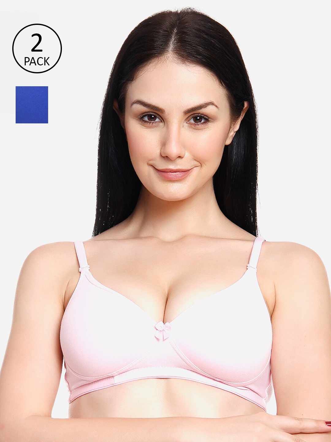 

Innocence Pink & Blue Set Of 2 Solid Heavily Padded Everyday Bra