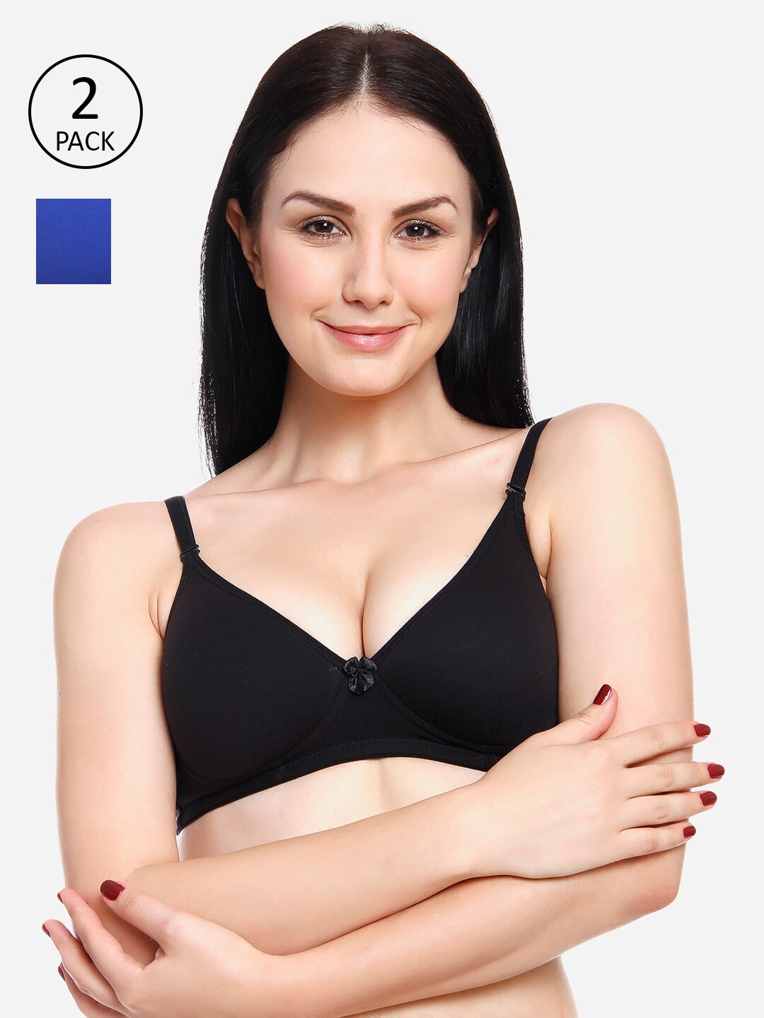 

Innocence Blue & Black Pack of 2 Heavily Padded Non Wired Everyday Bra