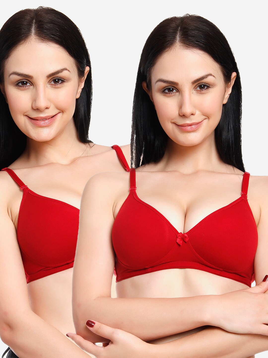 

Innocence Maroon Set Of 2 Solid Heavily Padded Everyday Bra