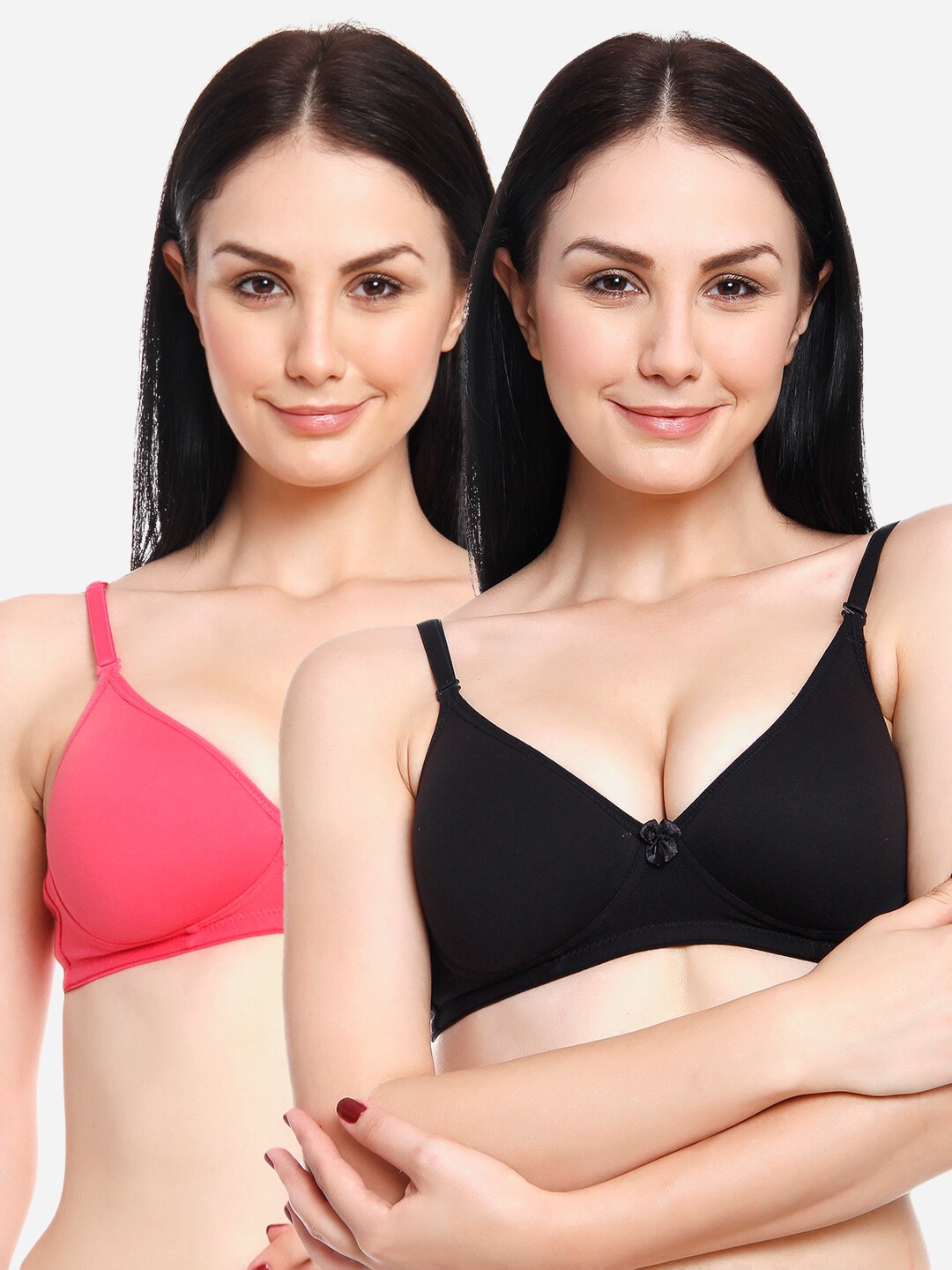 

Innocence Black & Peach-Coloured Set Of 2 Heavily Padded Non Wired Bra