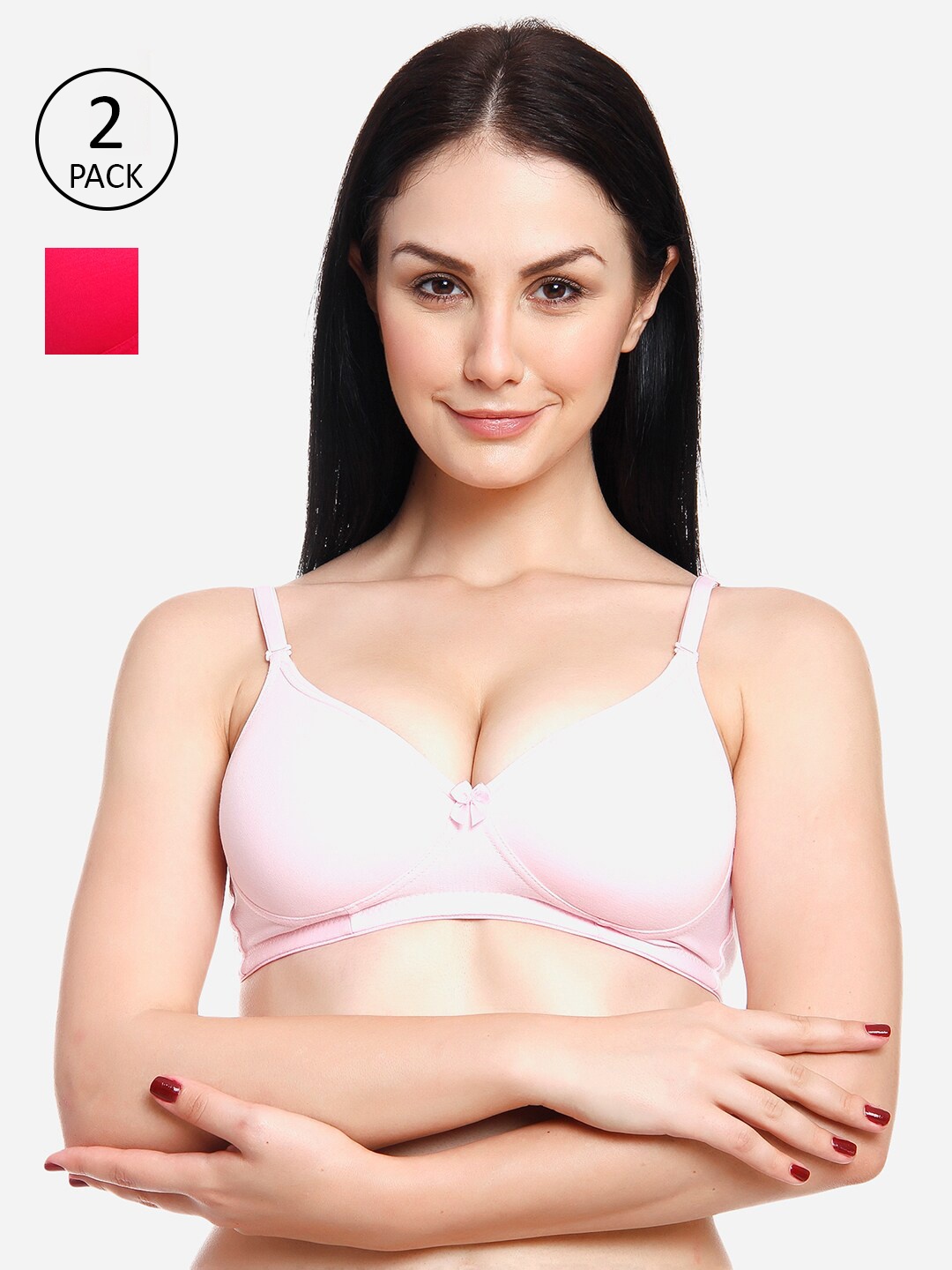 

Innocence Pink & Fuchsia Heavily Padded Seamless Everyday Bra Set Of 2