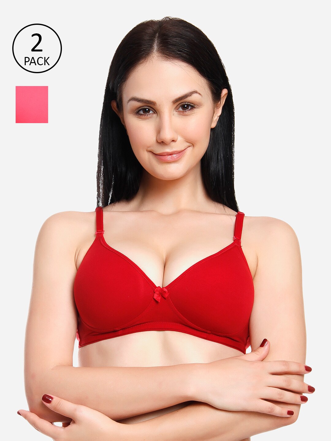 

Innocence Pack of 2 Maroon & Peach-Coloured Bra Heavily Padded