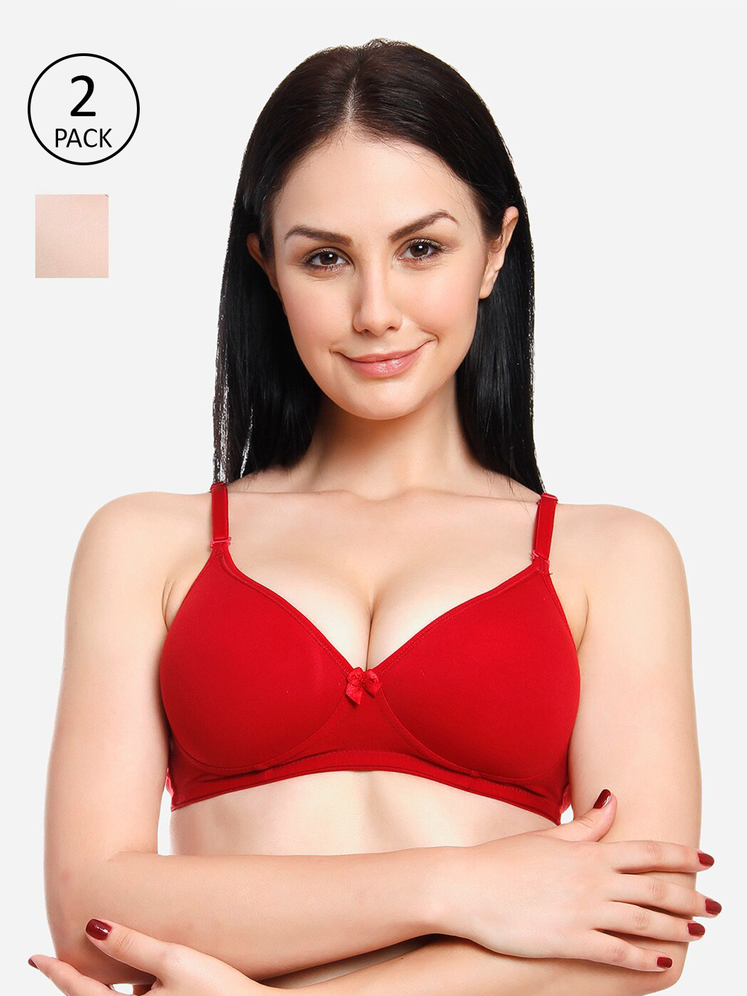 

Innocence Maroon & Brown Set Of 2 Solid Heavily Padded Everyday Bra