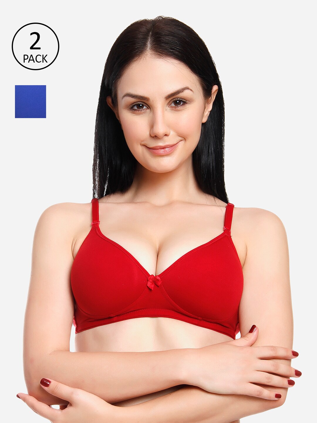 

Innocence Maroon & Blue Heavily Padded Seamless Everyday Bra Set Of 2