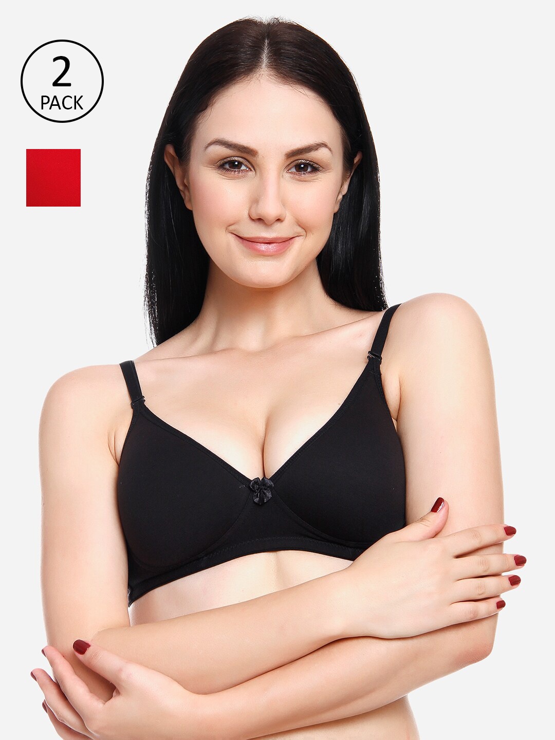 

Innocence Pack of 2 Black & Maroon Bra Heavily Padded