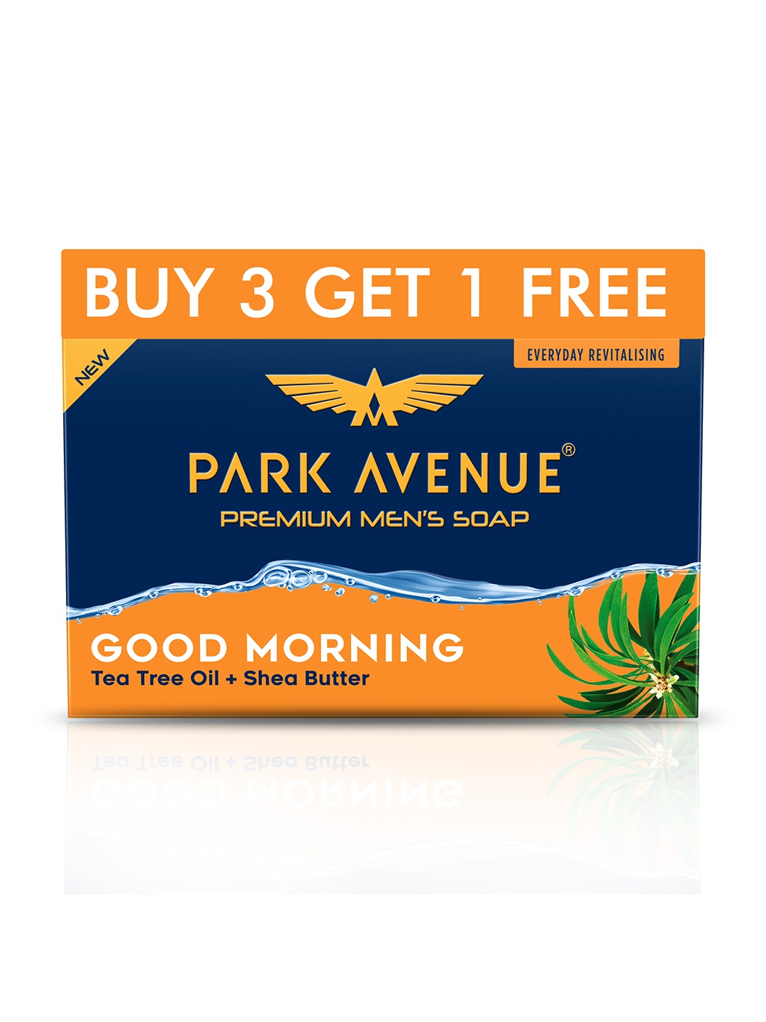 

Park Avenue Men Set of 4 Good Morning Tea Tree Oil + Shea Butter Premium Soaps 125 gm Each, Navy blue