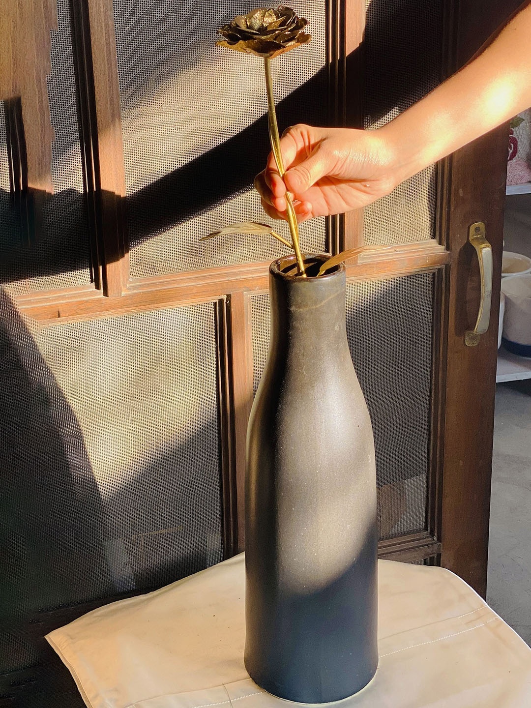 

Folkstorys Black Handmade Pottery Ceramic Vase