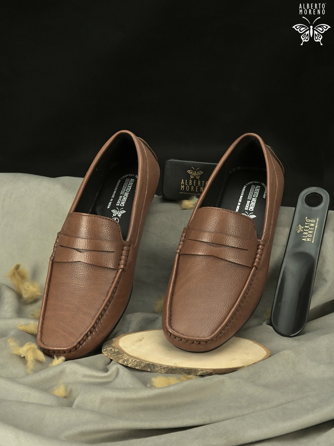 

ALBERTO MORENO Men Tan Slip-On Sneakers