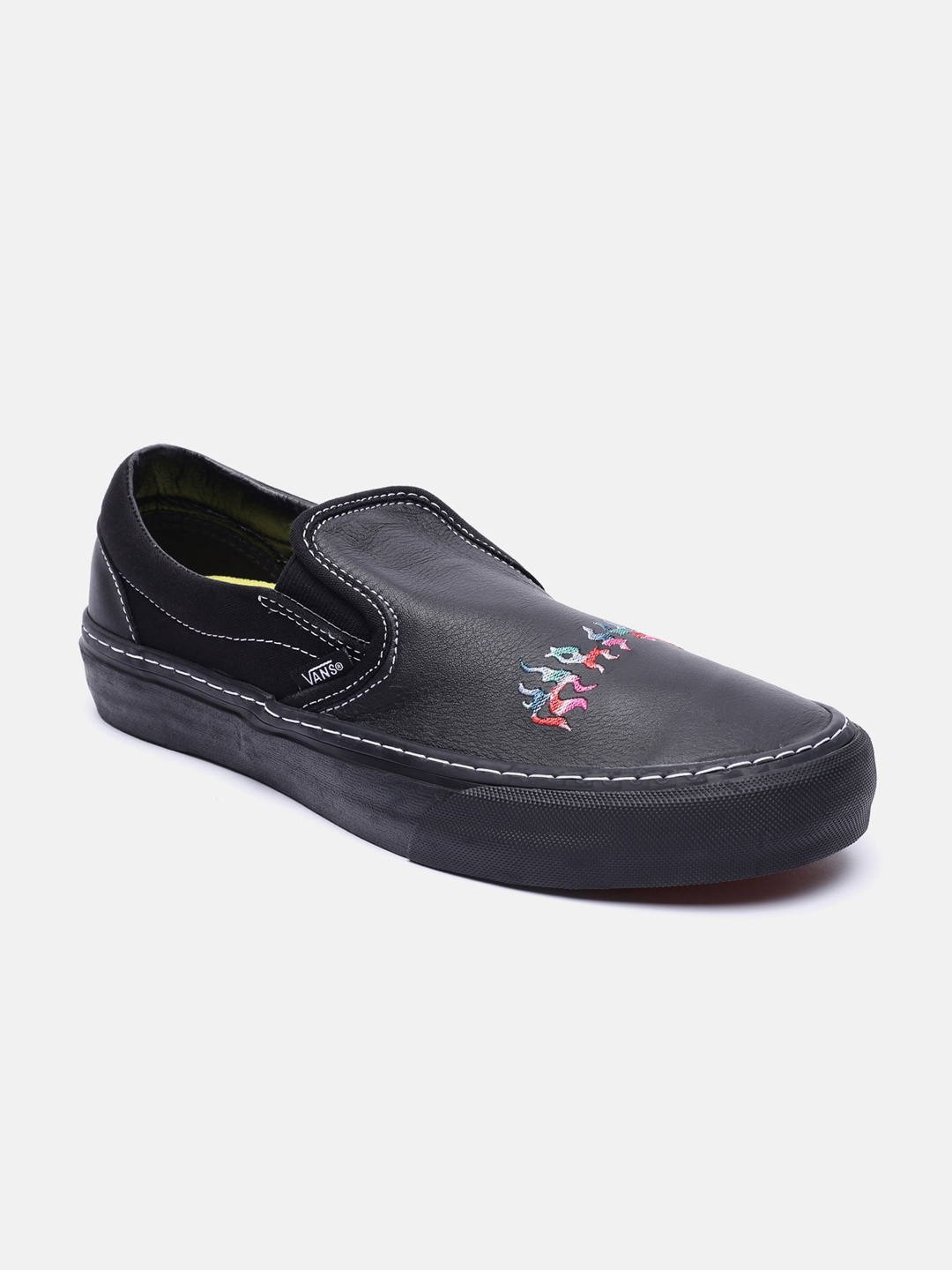 

Vans Unisex Black Canvas Loafers With Embroidered Detail