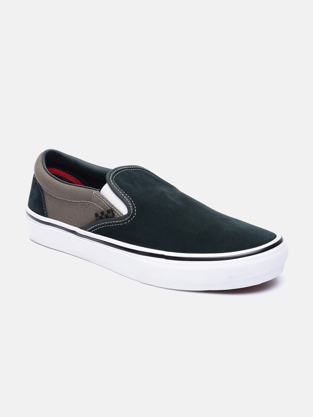 

Vans Men Green & Grey Colourblocked Slip-On Sneakers