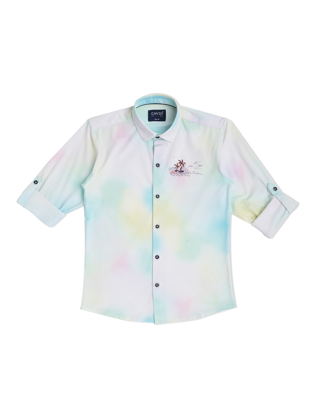 

CAVIO Boys Blue Printed Tie and Die Casual Shirt