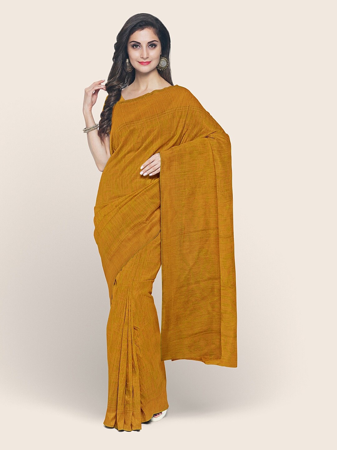 

Pothys Mustard Woven Design Cotton Blend Saree