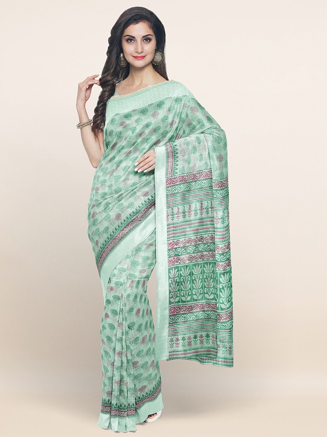 

Pothys Green Floral Printed Saree