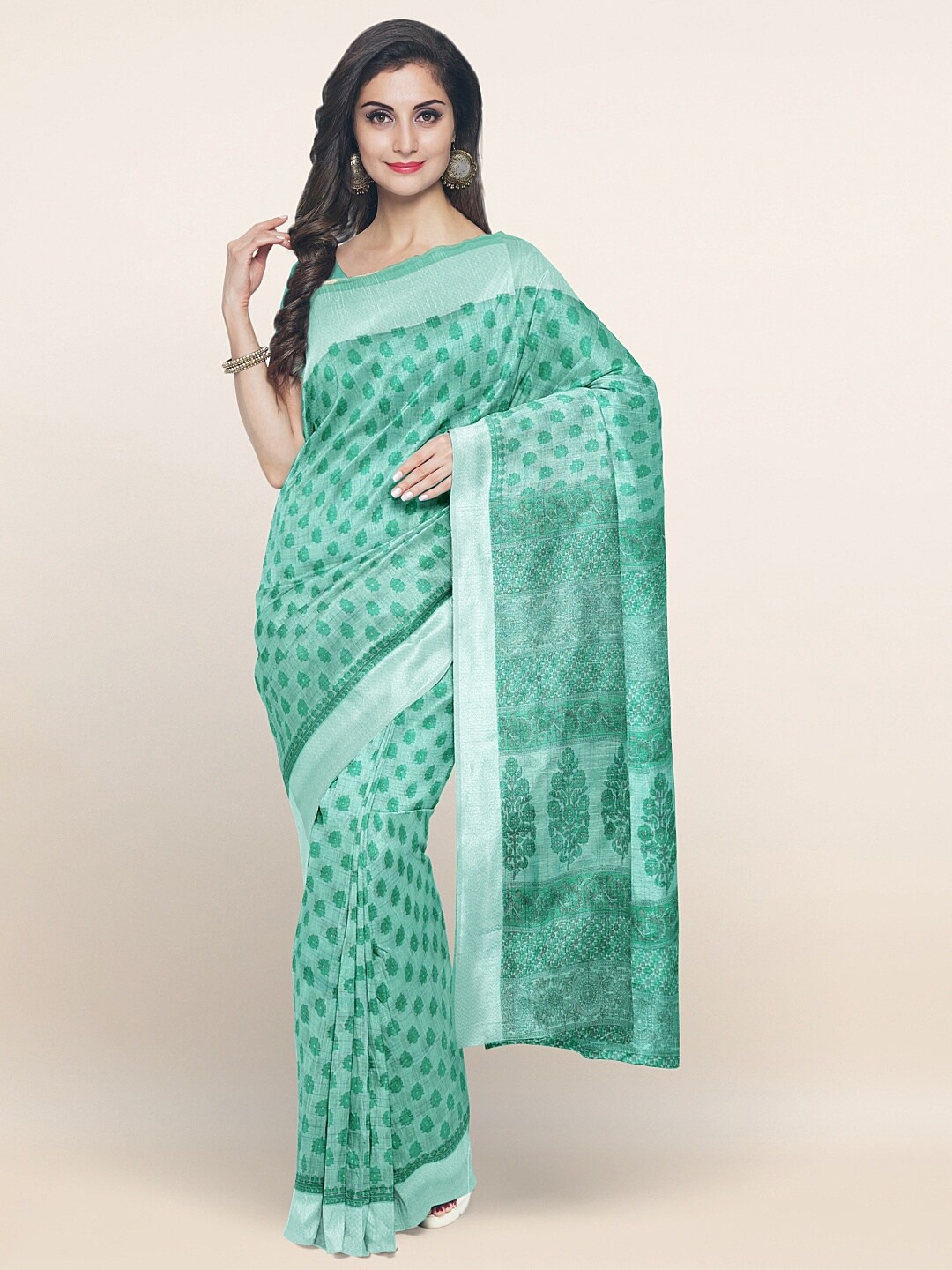 

Pothys Green Ethnic Motifs Printed Saree