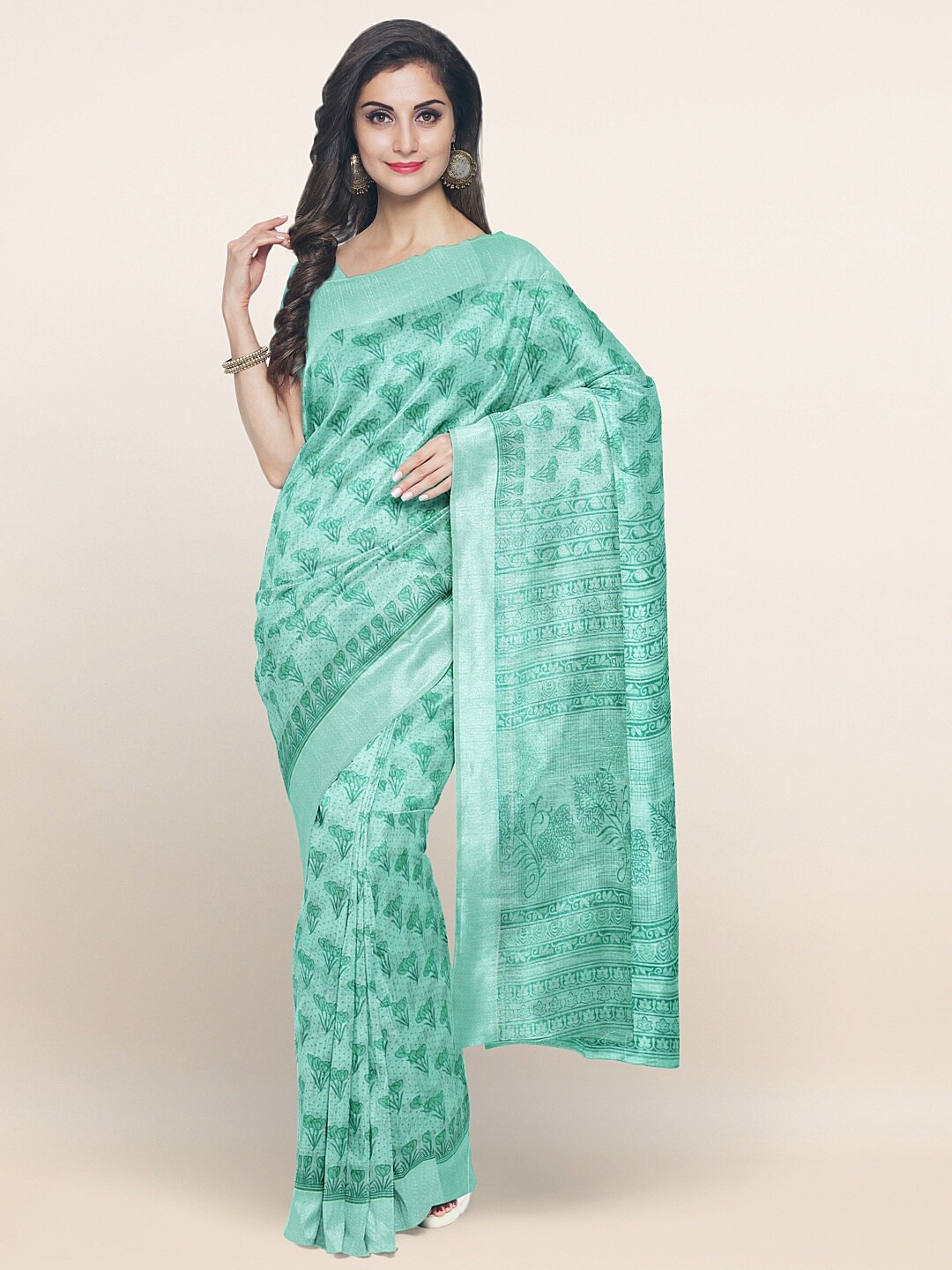 

Pothys Green Floral Printed Saree