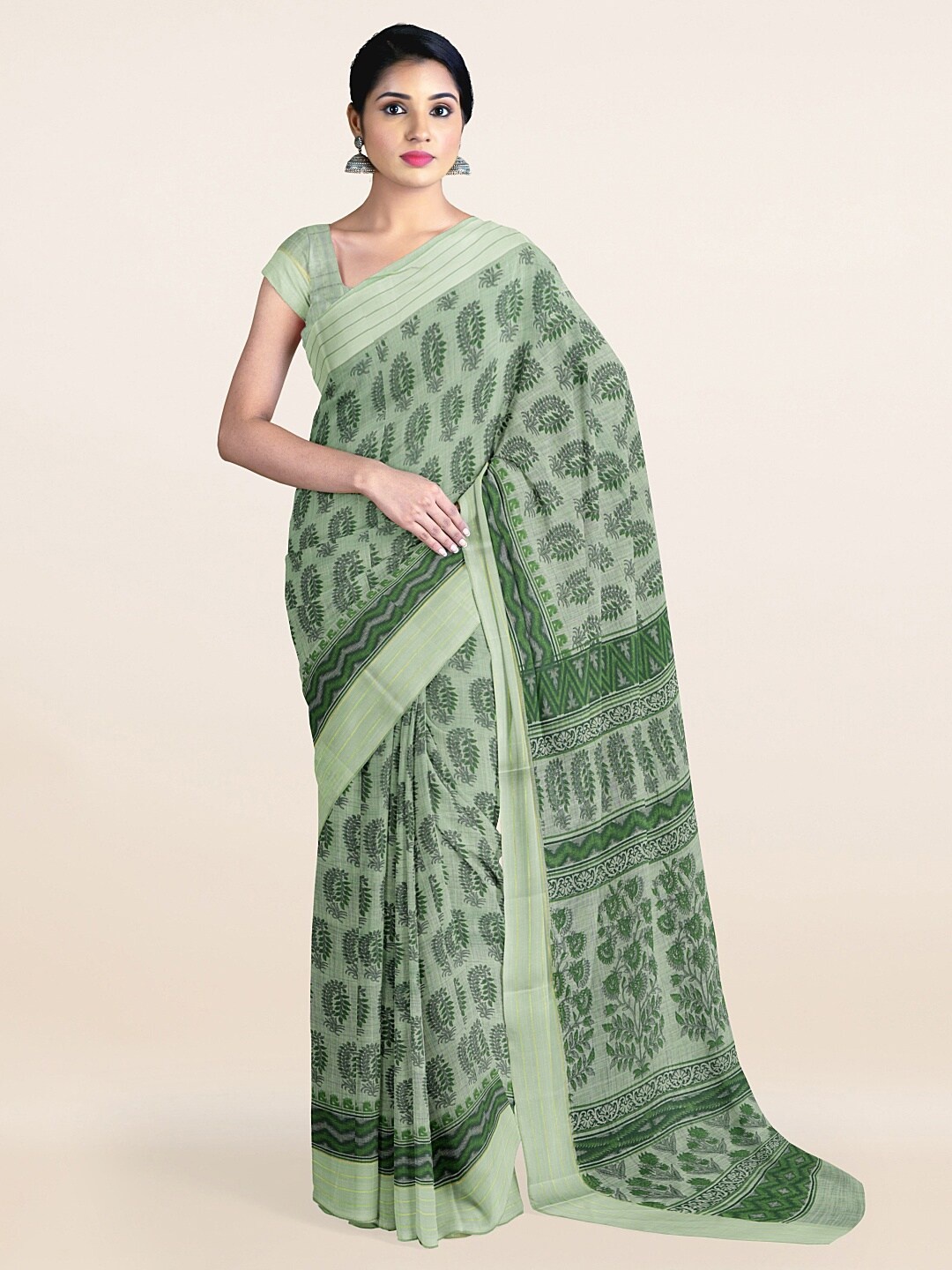 

Pothys Green Ethnic Motifs Printed Saree