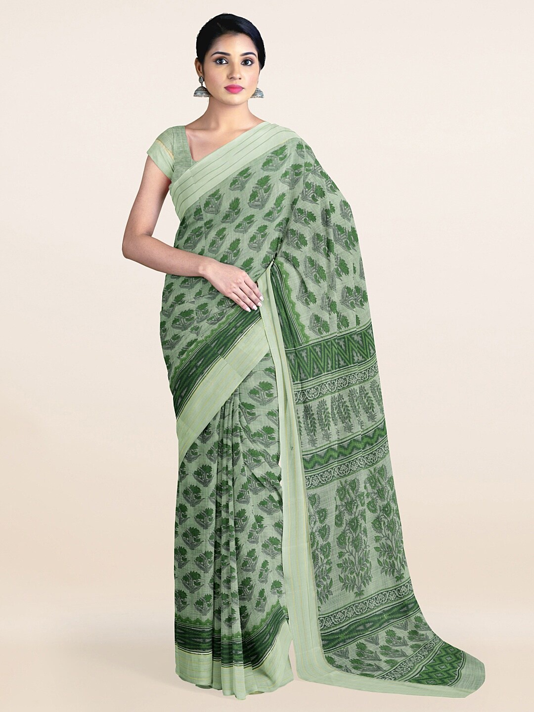 

Pothys Green Floral Printed Saree